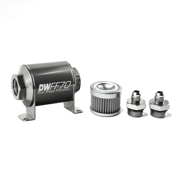 DW, -6AN, 10 micron, 70mm In-line fuel filter kit